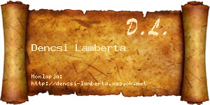 Dencsi Lamberta névjegykártya